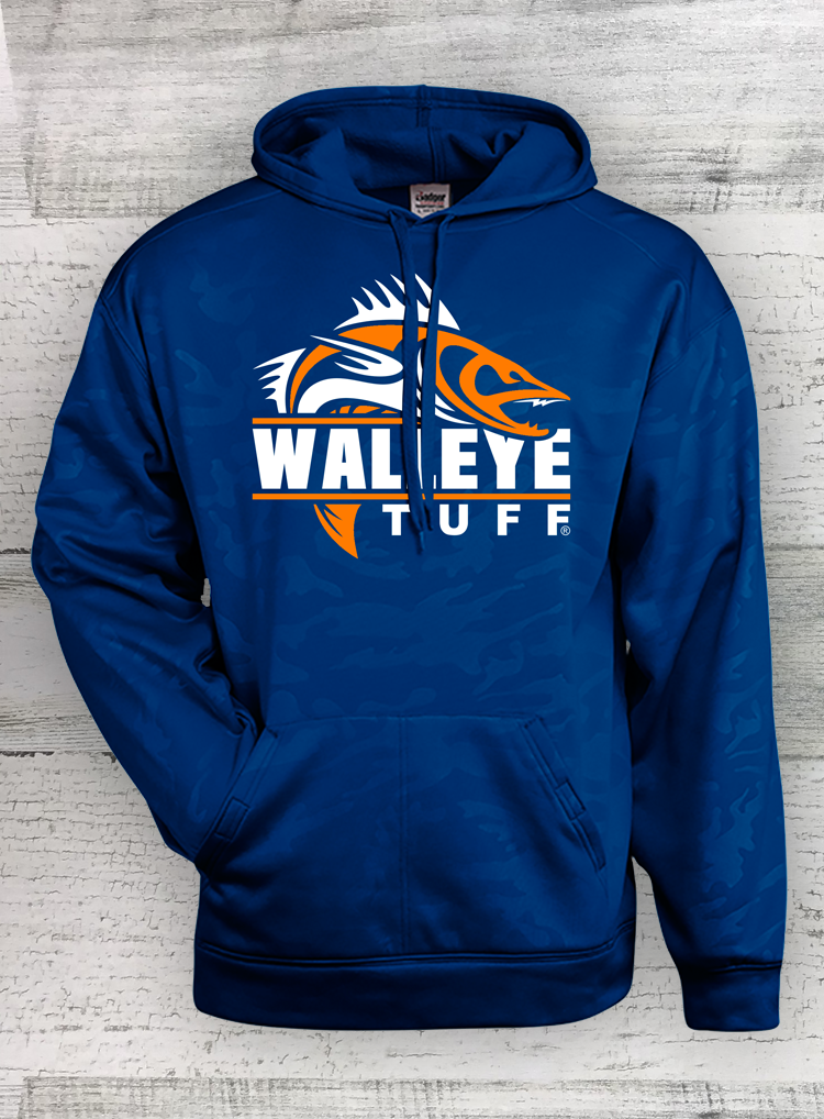 Walleye Tuff Badger - Royal Blue Line Embossed/monocam Hooded Sweatshirt