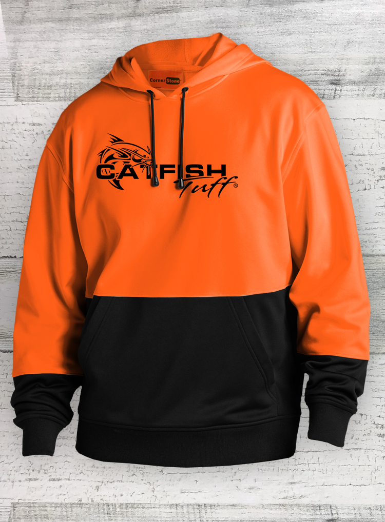Catfish Tuff Sport Series Enhanced Visibility Fleece Pull over Hoodie Safety Orange Catfish Hoodie