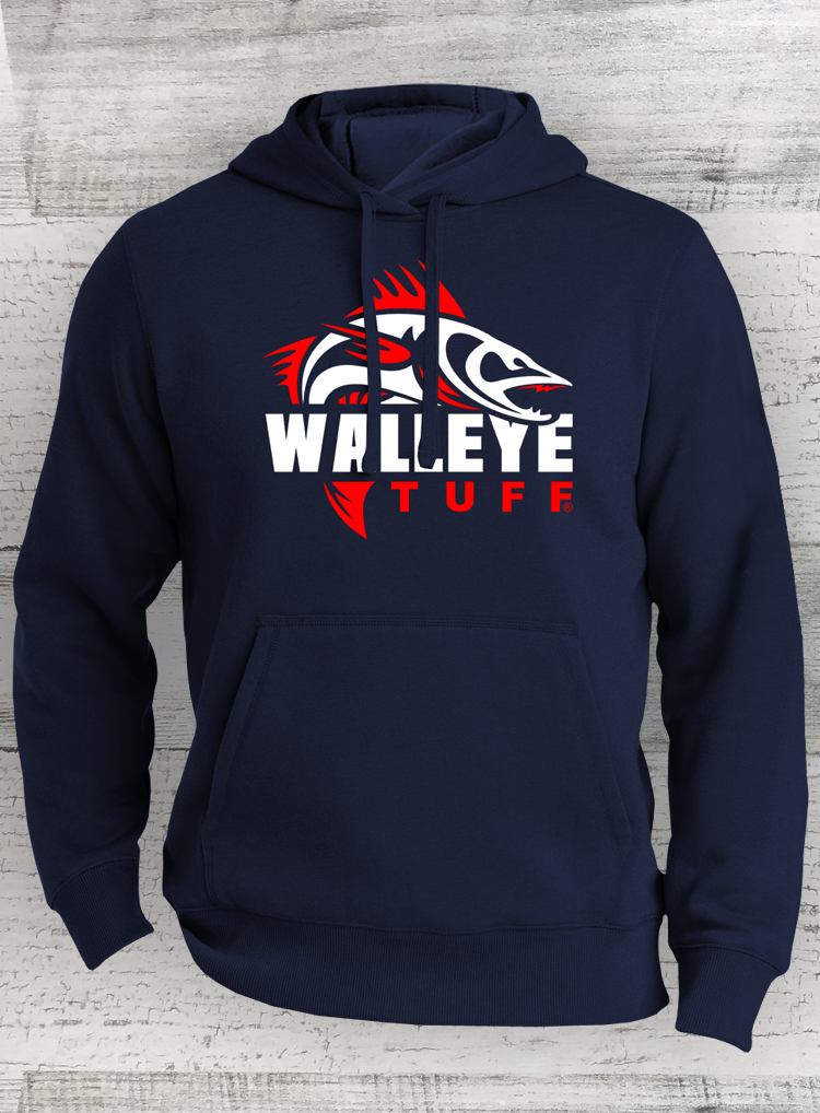 Walleye Tuff - Modern Retro Walleye Hoodie - Cotton Blend - Navy Pullo -  Hook & Drag
