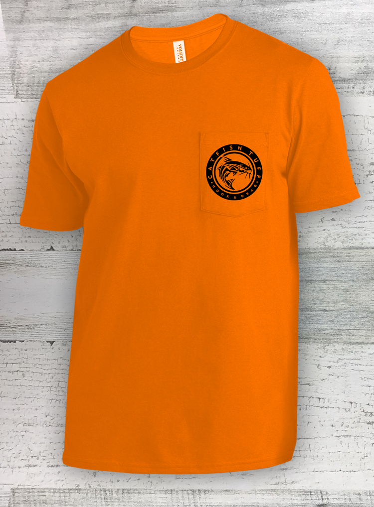 Catfish Tuff - All-American Made POCKET Tee- Short Sleeve - Catfish Shirt - Safety Colors!