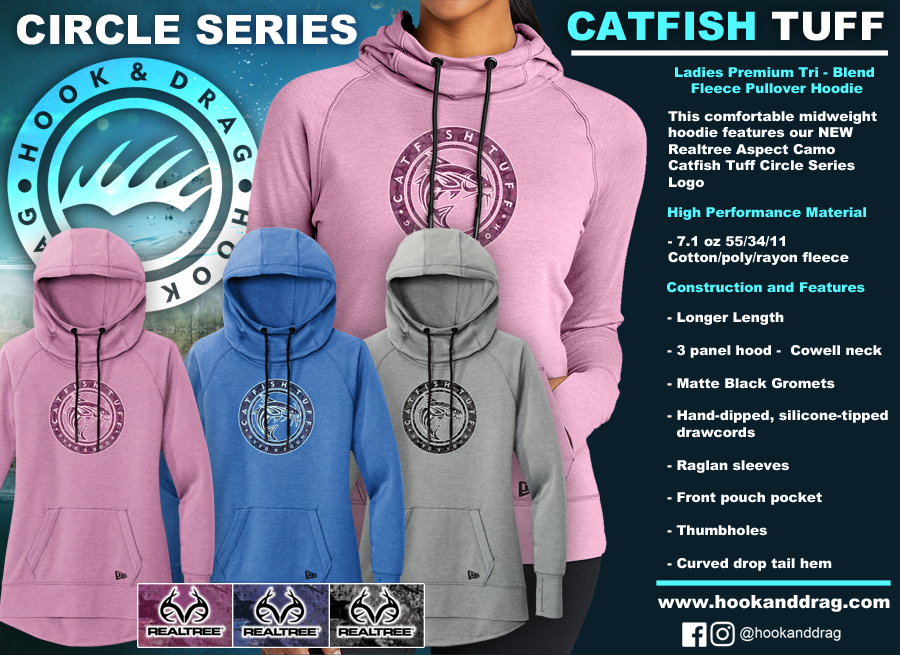 Hook Drag Catfish Tuff New Era Ladies Tri Blend Fleece Pullover Hoodie Real Tree Aspect Cranberry S Lilac Heather CFT