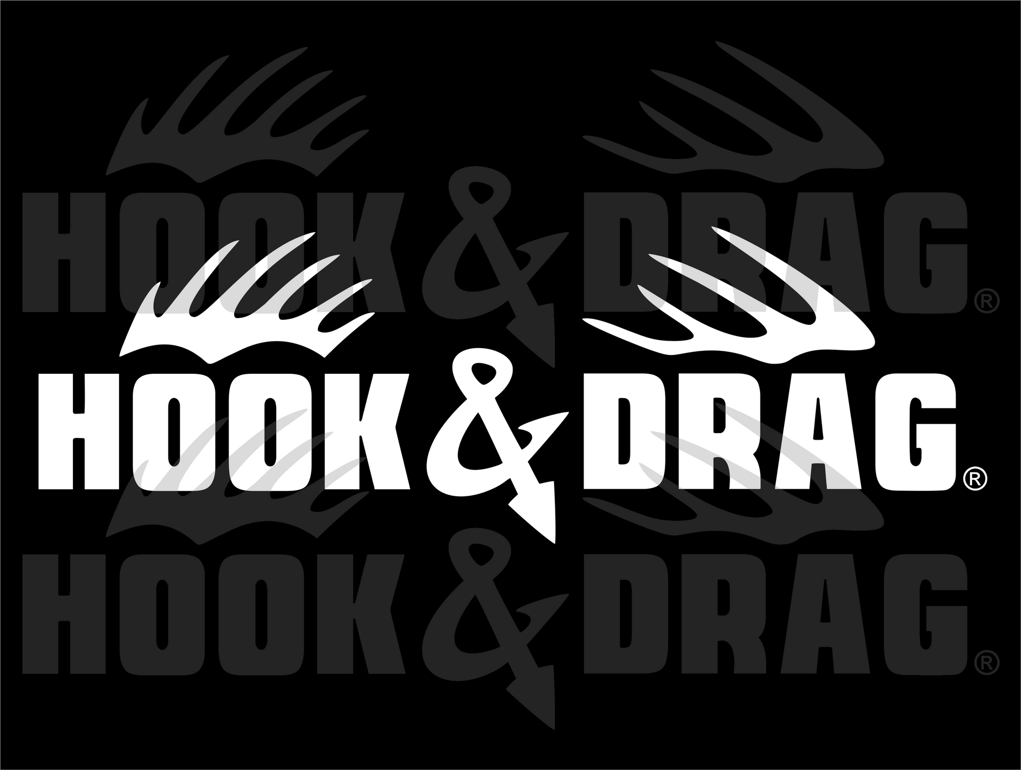 Hook & Drag 6x2 Decal  - White