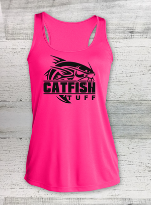 Catfish Tuff - Ladies Competitor™ Racerback Tank - Neon Pink - Hot Coral -Catfish Shirt