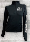 Catfish Tuff Ladies Sport-Wick® Stretch 1/2-Zip Pullover - Black - Silver Print with THUMB HOLES