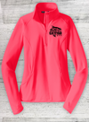 Catfish Tuff - Ladies Sport-Wick® Stretch 1/2-Zip Pullover - Coral- with THUMB HOLES