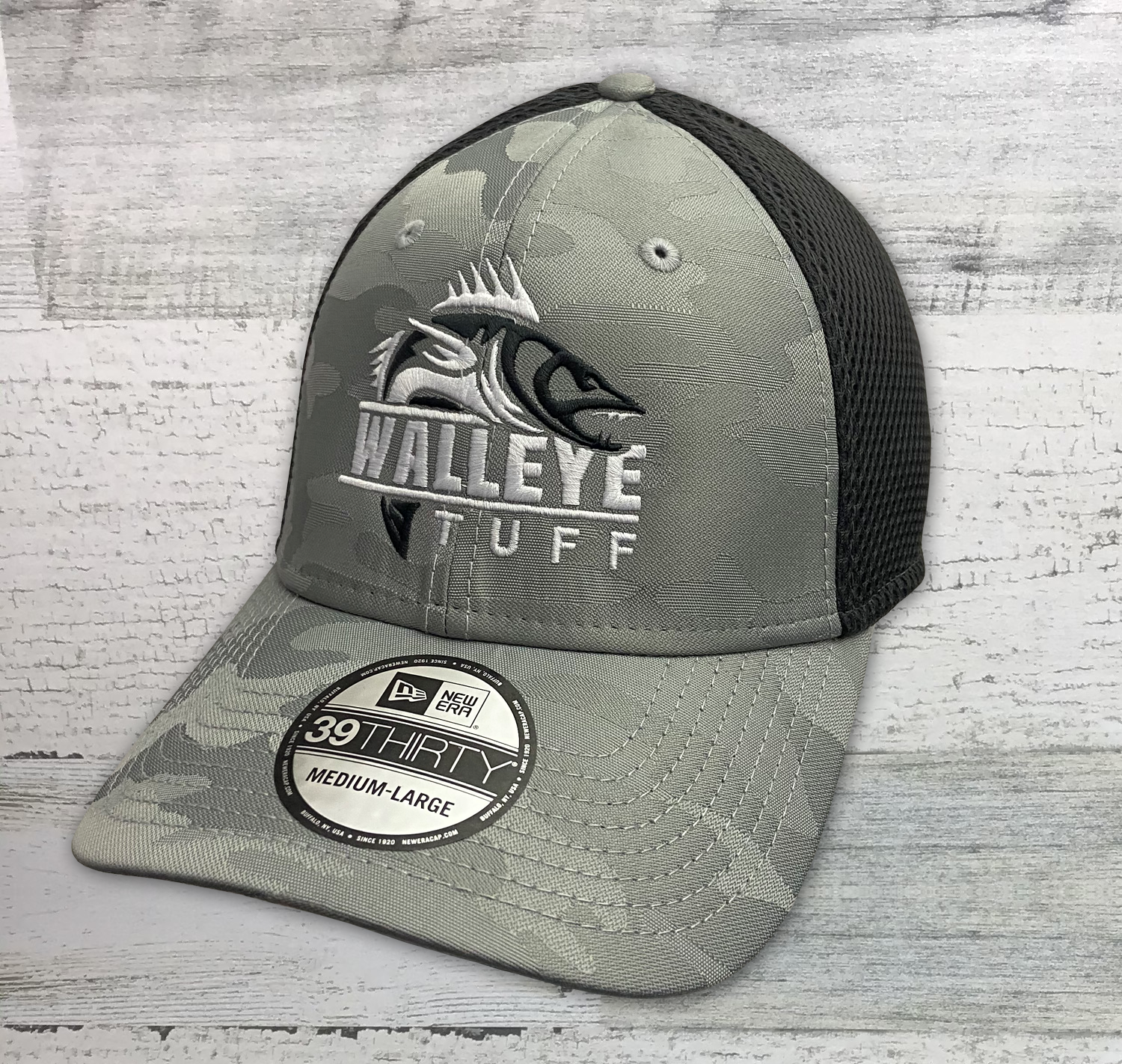 Walleye Tufff - Fishing Hat - New Era ® Tonal Gray Camo Stretch Tech M -  Hook & Drag