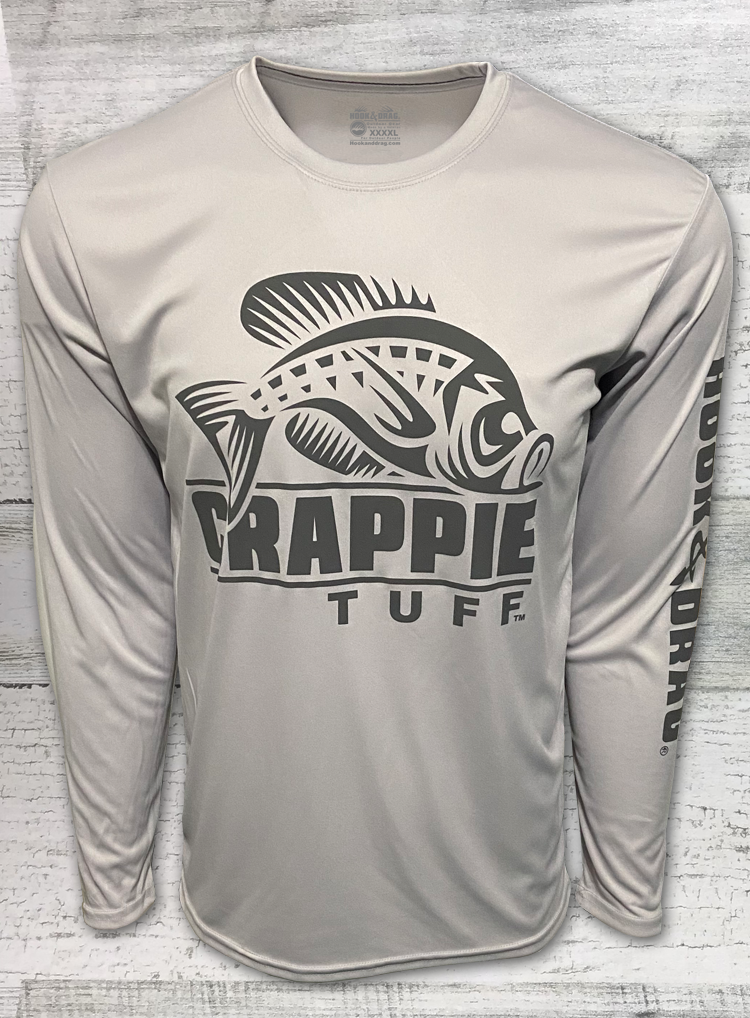 Crappie Tuff - Crappie Shirt - UV Performance Long Sleeve Tee Silver M / Silver / CRP