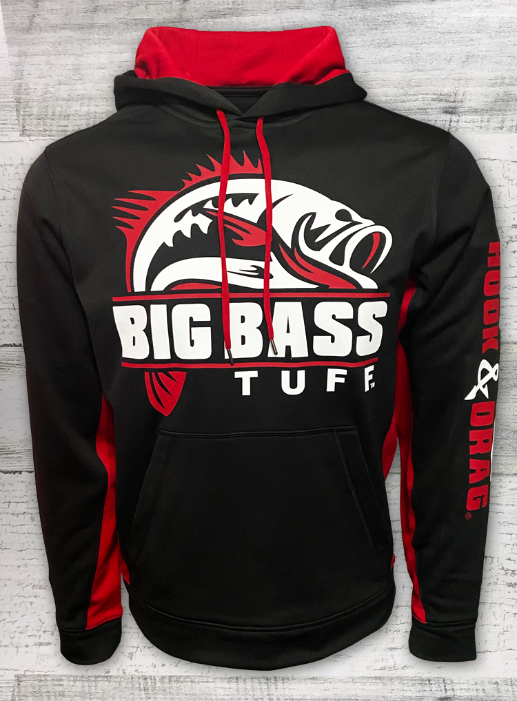 Big Bass Tuff - Bass - Fishing Hoodie - Sport-Wick® Fleece Colorblock -  Hook & Drag
