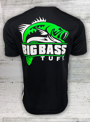 Big Bass Tuff - Bass Fishing Shirt - Dry Zone® Colorblock Crew Black/White