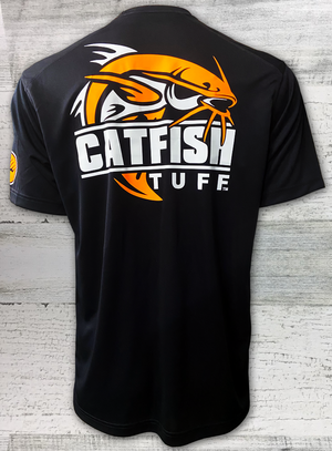 CatFisth Tuff - Catfish Fishing Shirt -Dry Zone® Colorblock Crew Black/White
