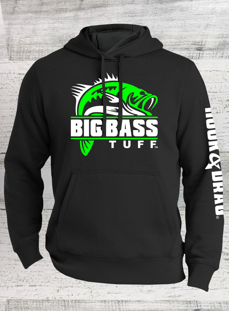 Big Bass Tuff - Bass Fishing Hoodie - Cotton Blend - Black