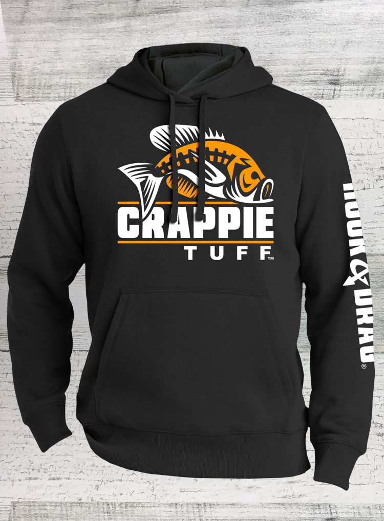 Crappie Tuff - Crappie Fishing Hoodie - Black Pullover Hooded Sweatshirt