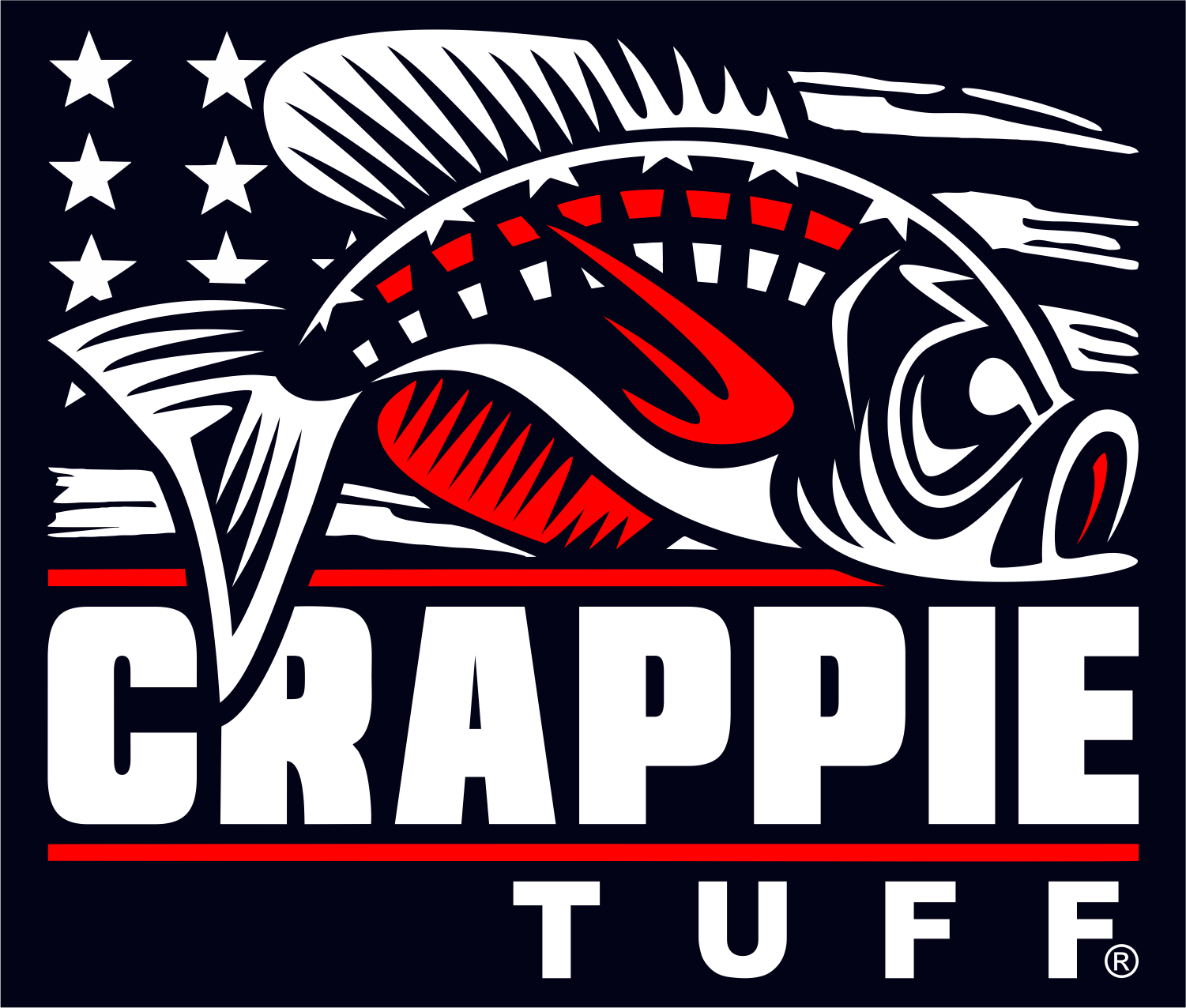Crappie Tuff -Patriot - 5 x 4.25 -water proof Decal - Crappie