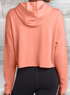 Walleye Tuff Ladies PosiCharge ® Tri-Blend Wicking Fleece Crop Hooded Pullover - Coral - fishing hoodie